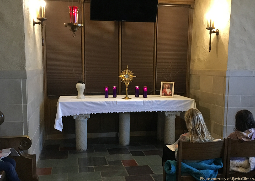 third graders in adoration chapel - photo courtesy of Barb Gilman