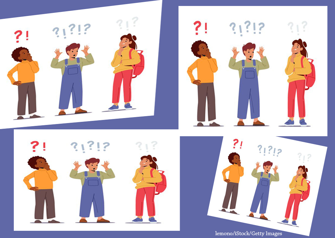 illustration of students with questions or doubts - lemono/iStock/Getty Images