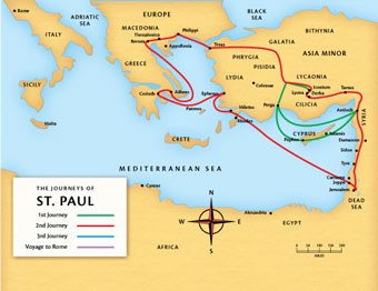 where did paul travel map