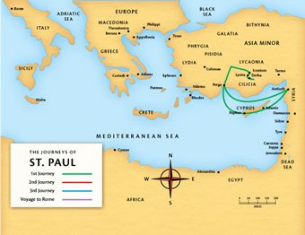 where did paul travel map