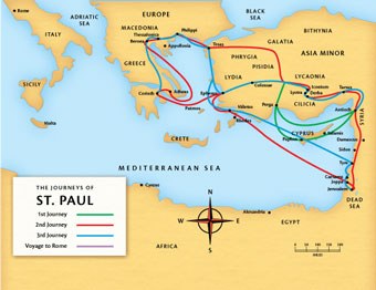 where did paul travel map